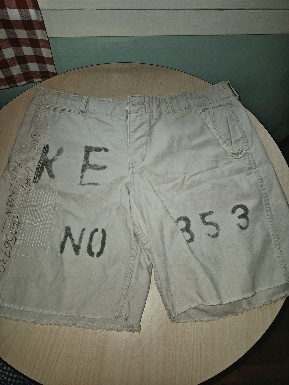 Denim & Supply Ralph Lauren Beige Graphic Stenciled Men’s Shorts Rare Vintage 40